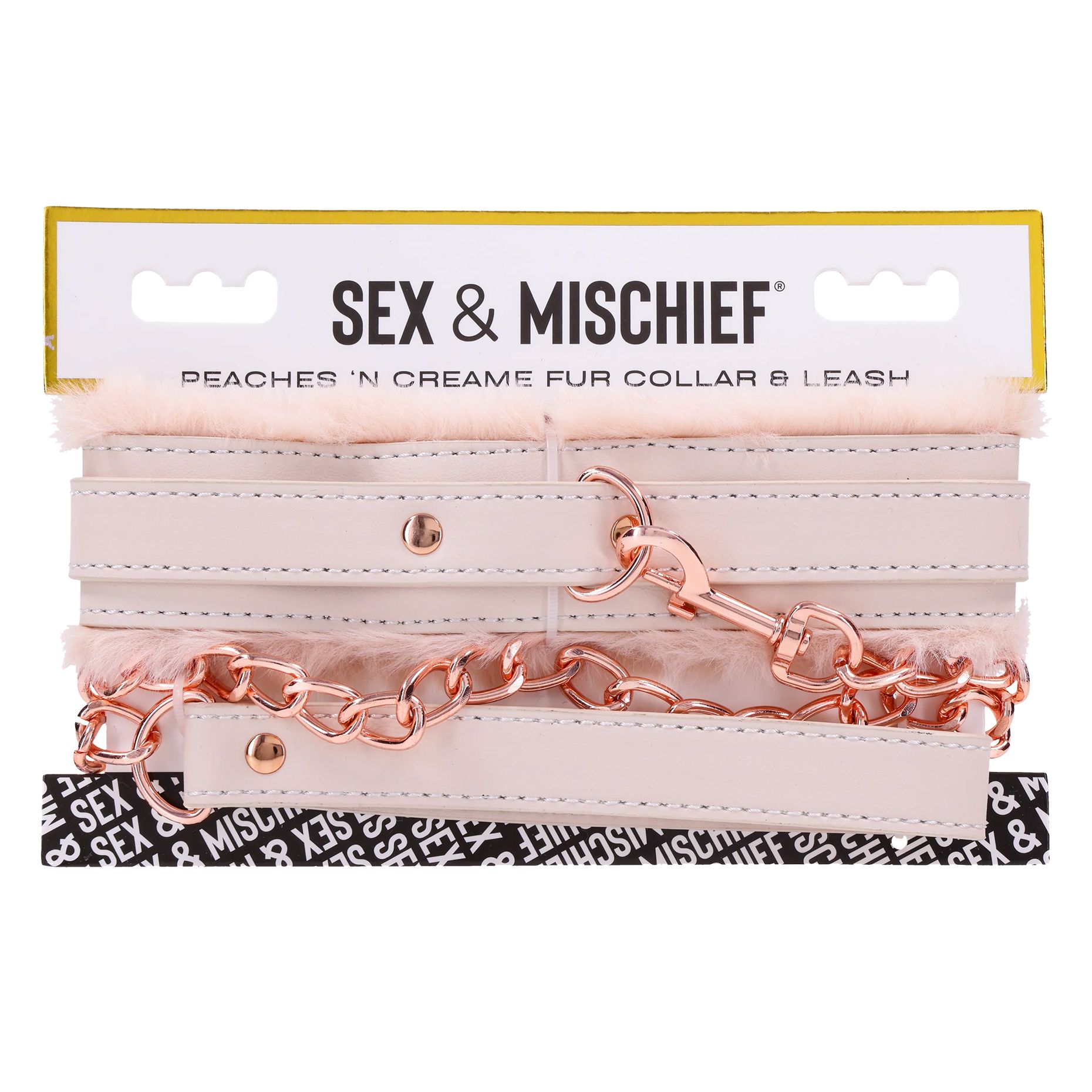 S&M Peaches ‘n CreaMe Fur Collar & Leash – Cream - Collare MySecretCase