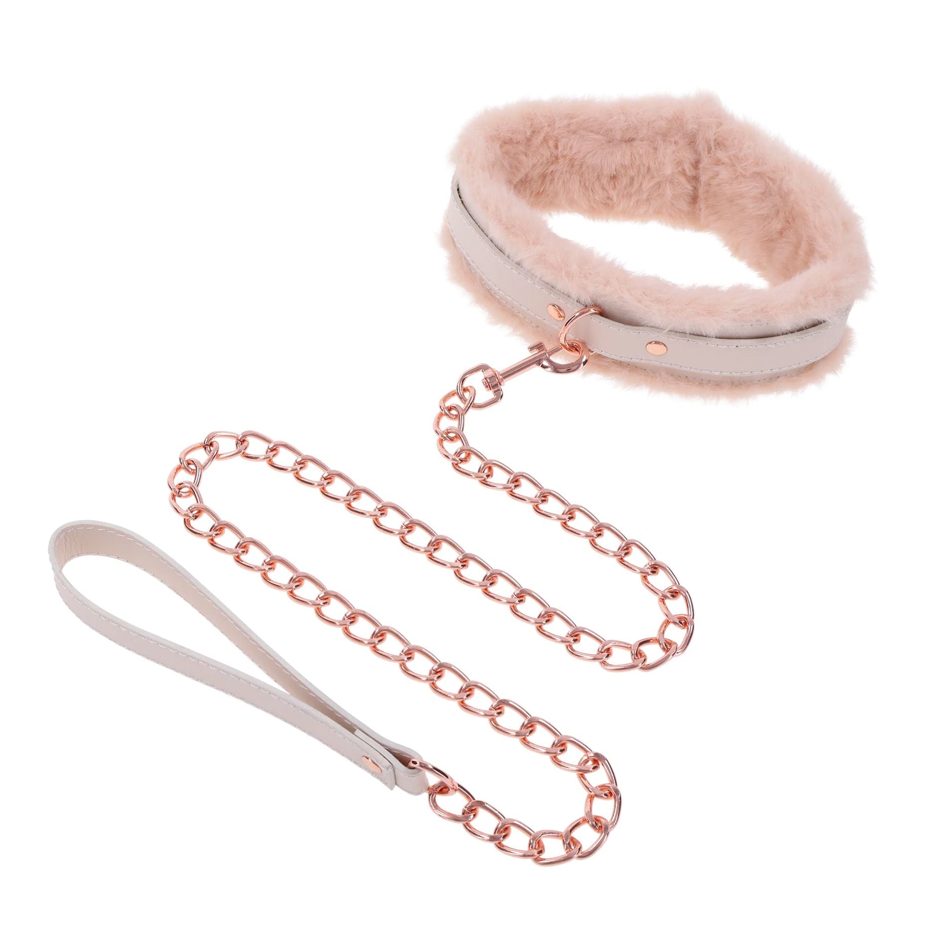 S&M Peaches ‘n CreaMe Fur Collar & Leash – Cream - Collare MySecretCase