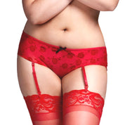 Red Rose Open Crotch Boyshort Panty Queen Size - Perizoma e Slip Sexy Baci Lingerie